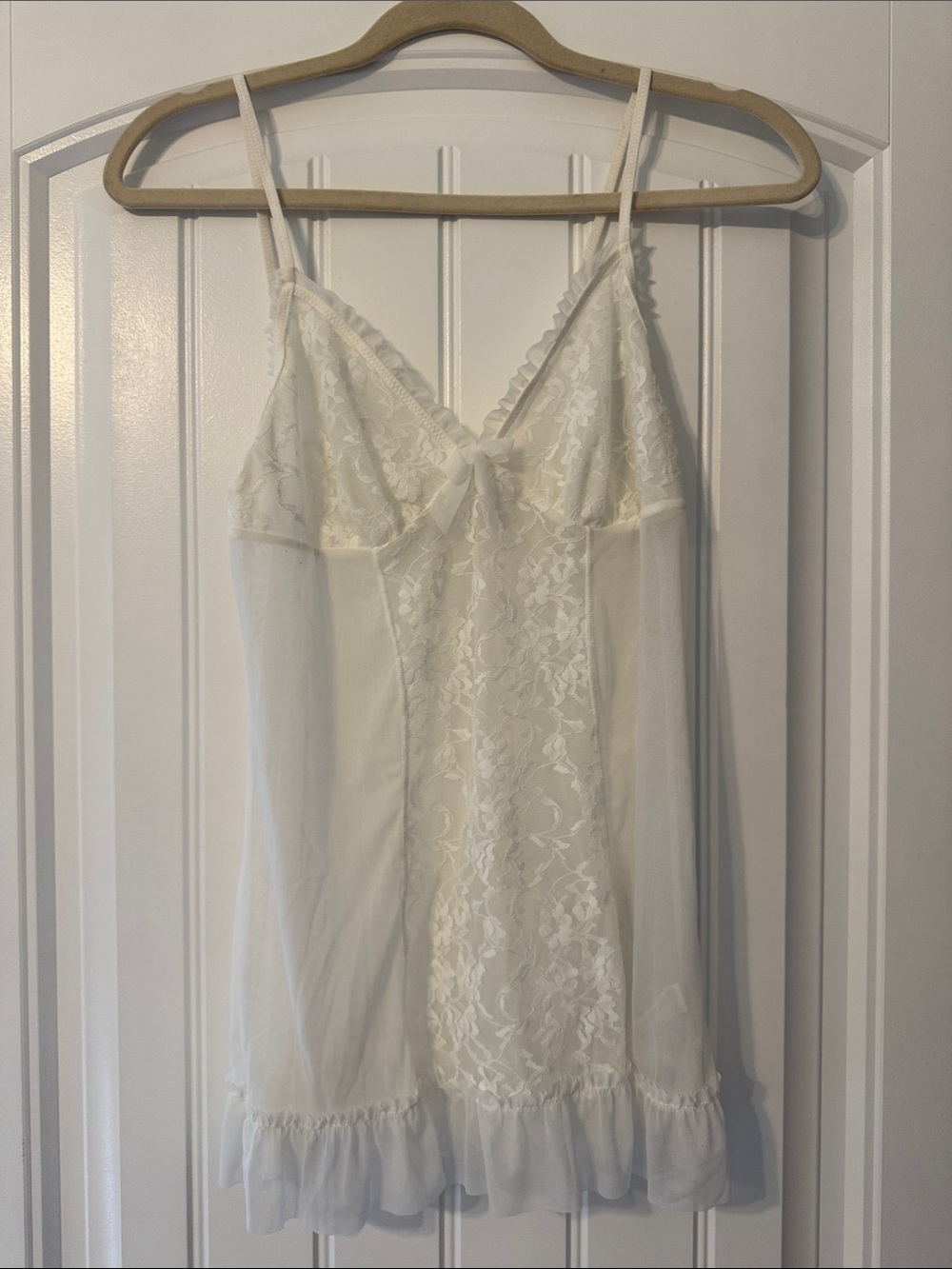 Dkny Ivory Lace & Mesh Chemise